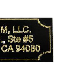 3″x1″ Gold Text on Black Plate