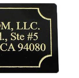 4″x2″ Gold Text on Black Plate